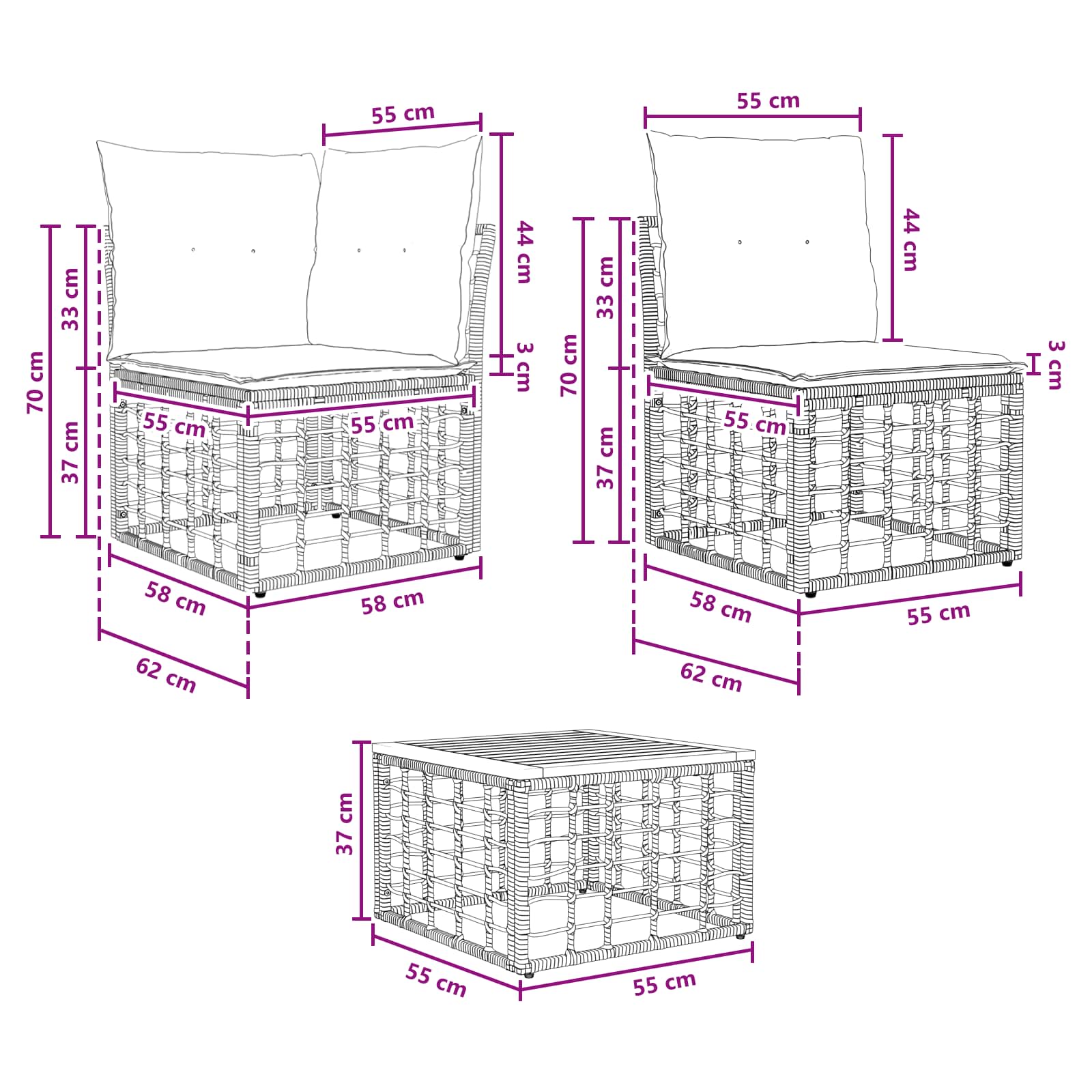 Ensemble de canapés d'extérieur 11 pcs Blanc Naturel et Crème - XIOS
