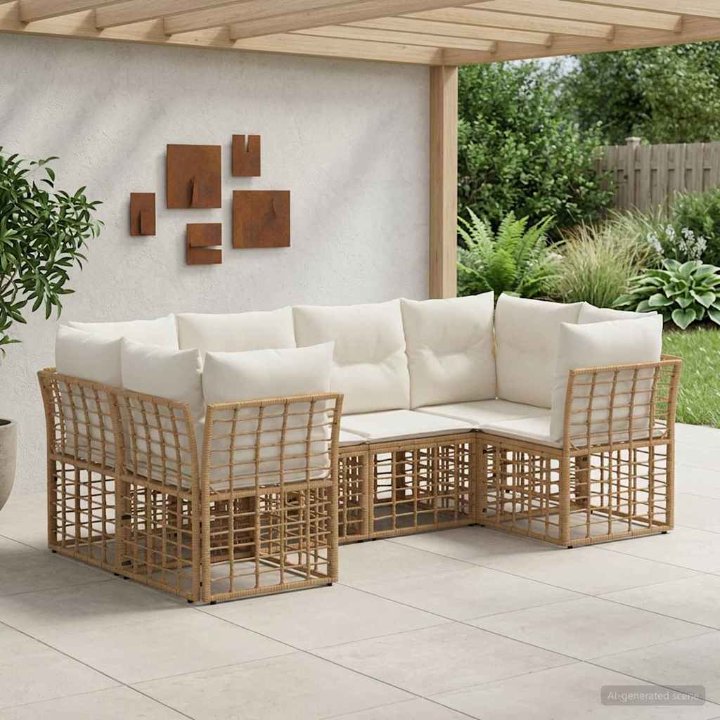 Ensemble de canapés d'extérieur 6 pcs Naturel Polyester - XIOS