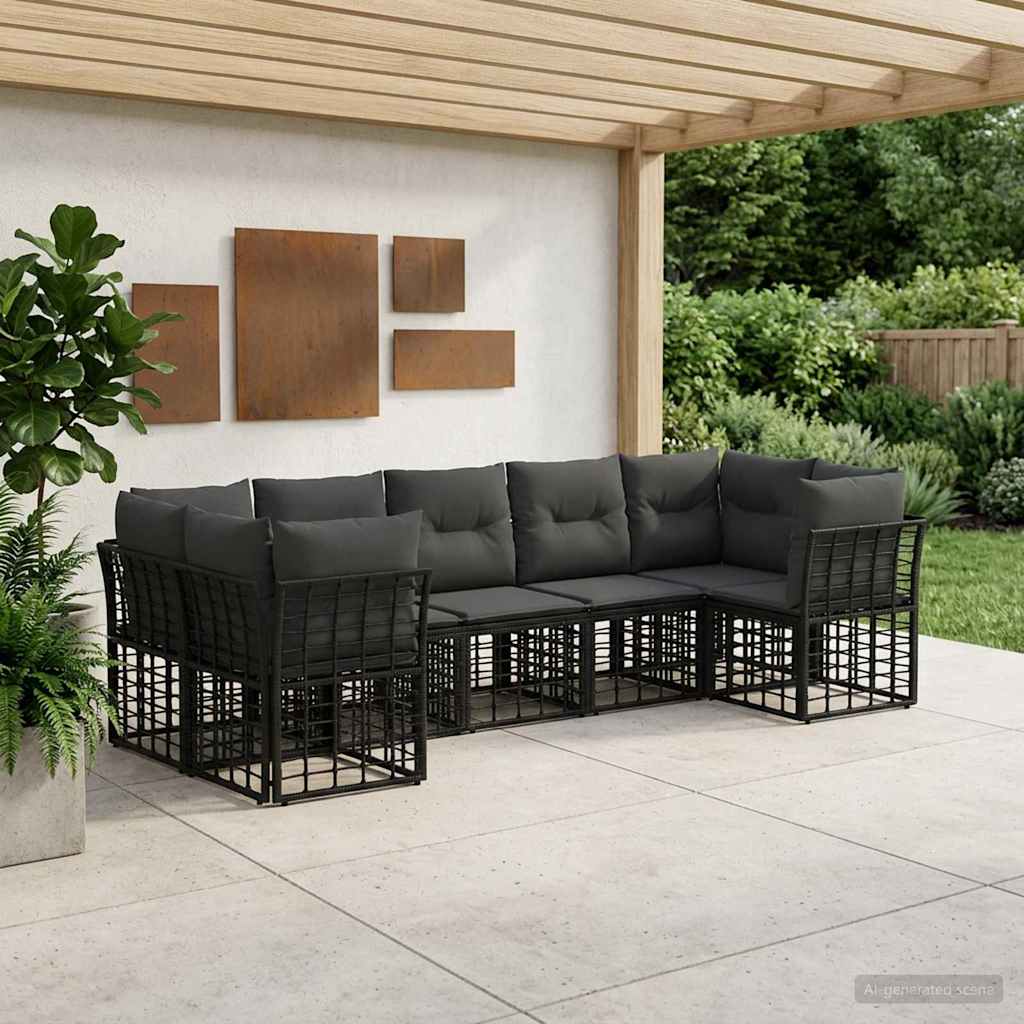 Ensemble de canapés d'extérieur 7 pcs Noir et Gris foncé - XIOS