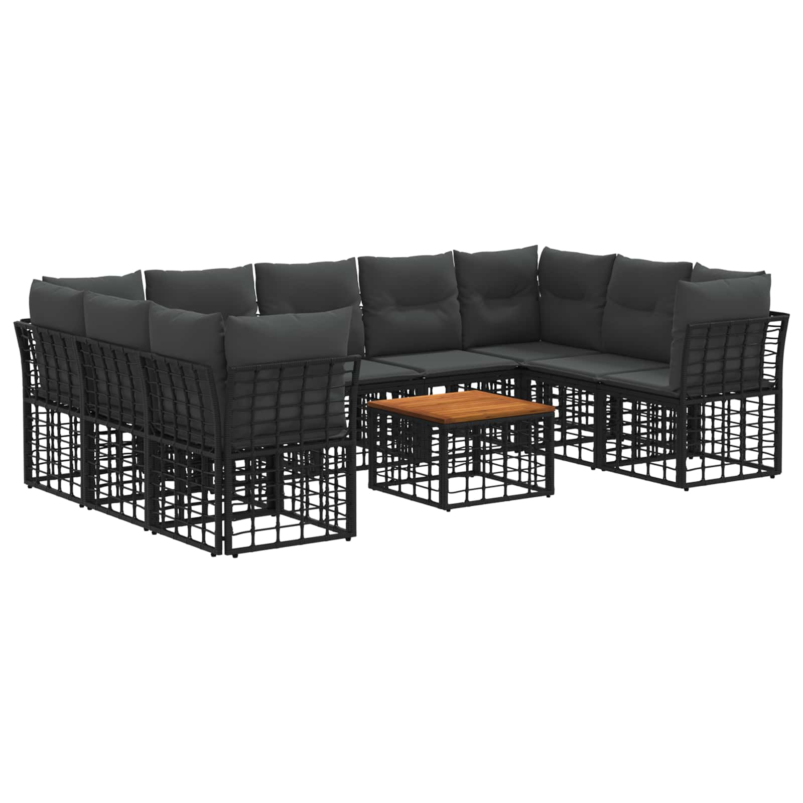 Ensemble de canapés d'extérieur 10 pcs Noir et Gris foncé - XIOS
