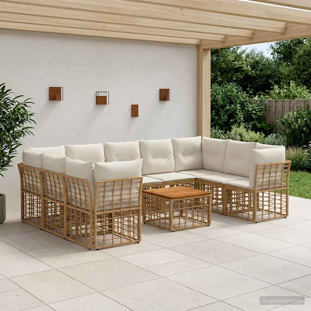 Ensemble de canapés d'extérieur 10 pcs Blanc Naturel et Crème - XIOS