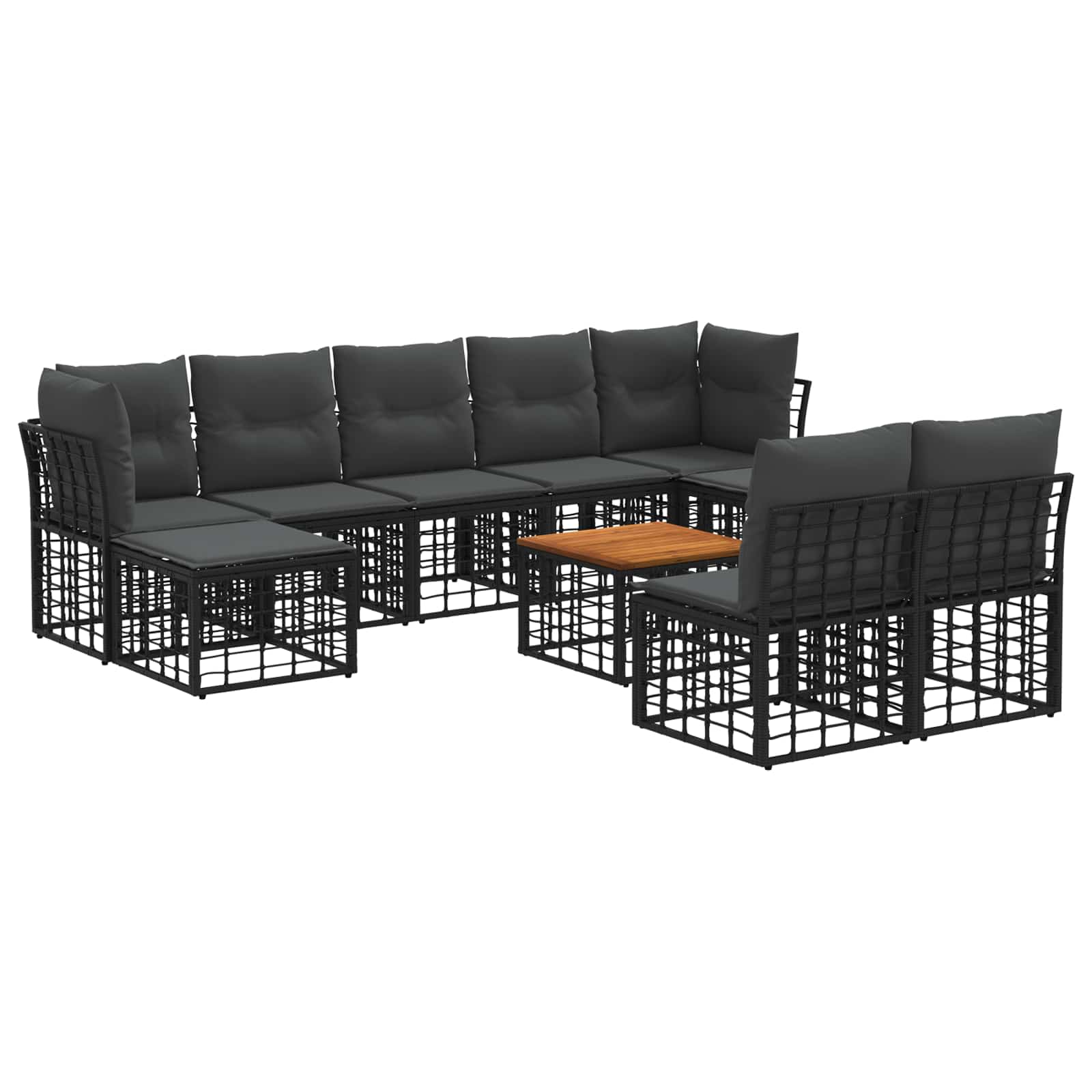 Ensemble de canapés d'extérieur 10 pcs Noir et Gris foncé - XIOS