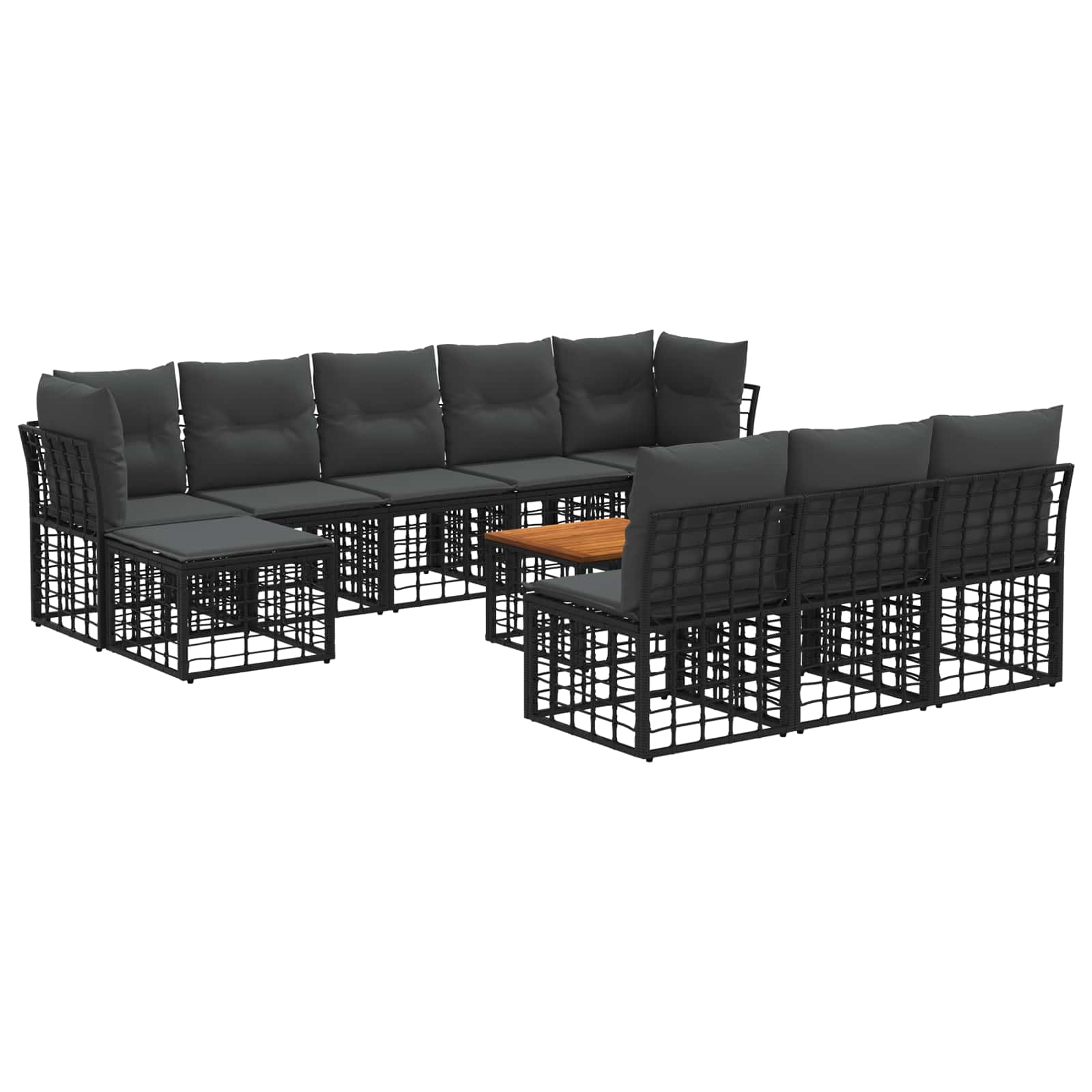 Ensemble de canapés d'extérieur 11 pcs Noir et Gris foncé - XIOS
