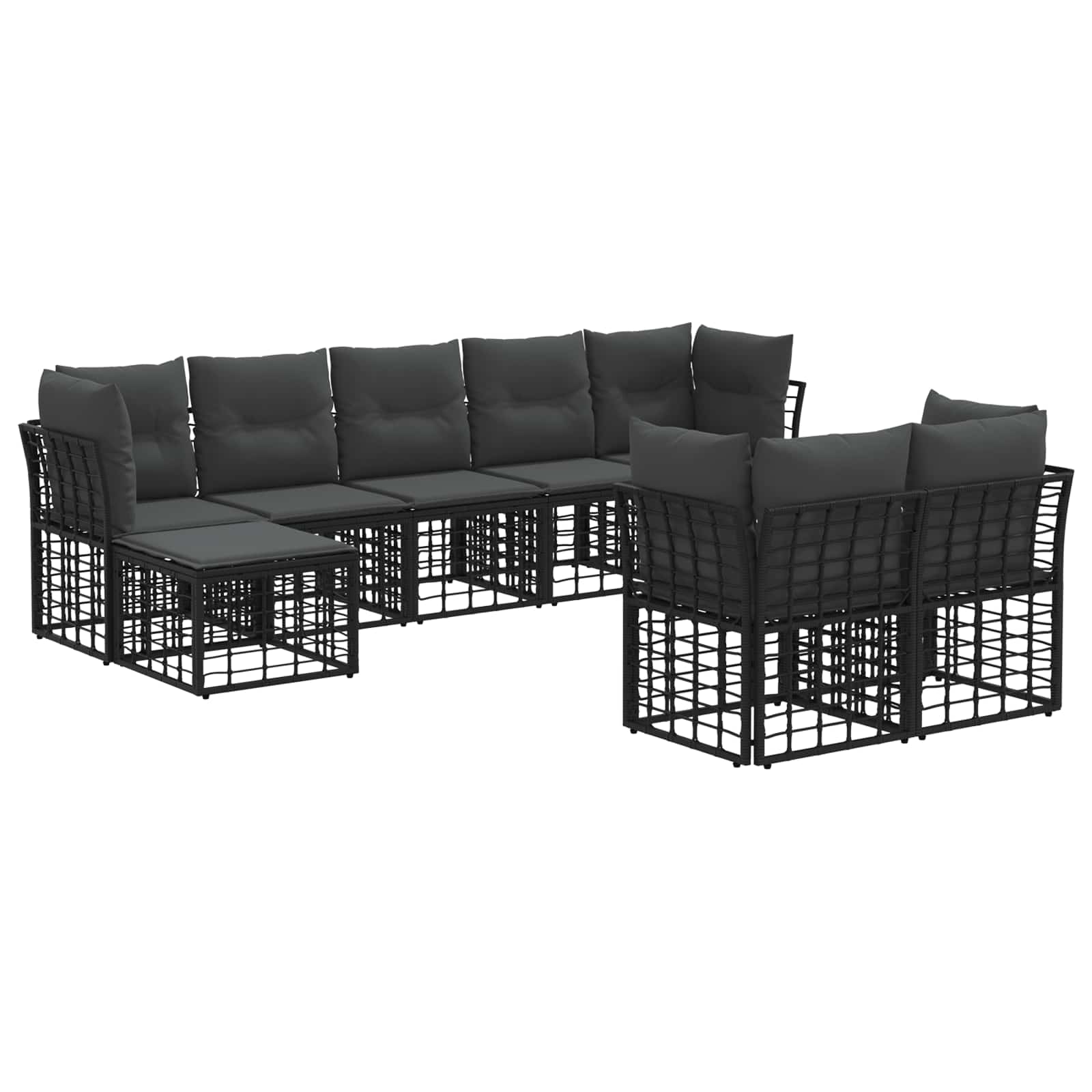 Ensemble de canapés d'extérieur Noir et Gris foncé Polyester - XIOS