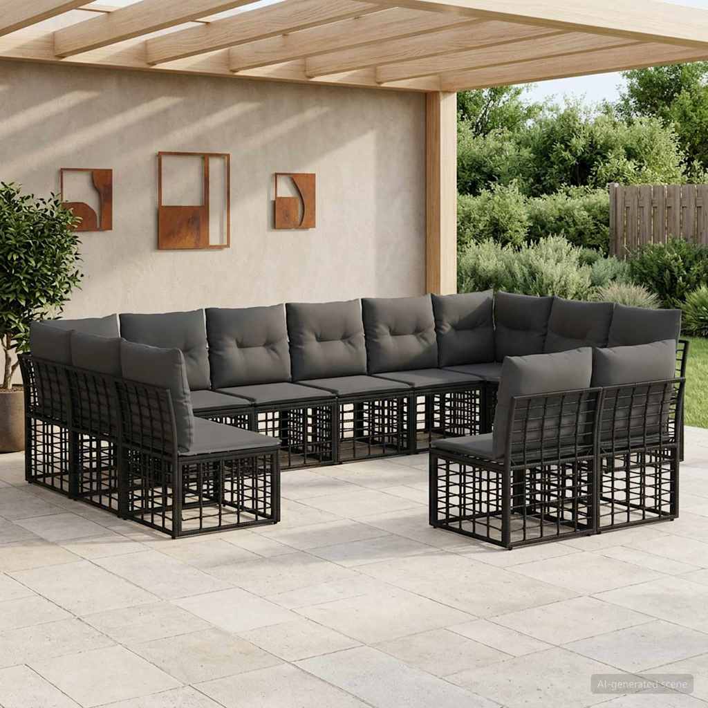 Ensemble de canapés d'extérieur Noir et Gris foncé Polyester - XIOS