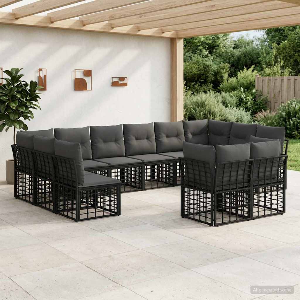 Ensemble de canapés d'extérieur Noir et Gris foncé Polyester - XIOS