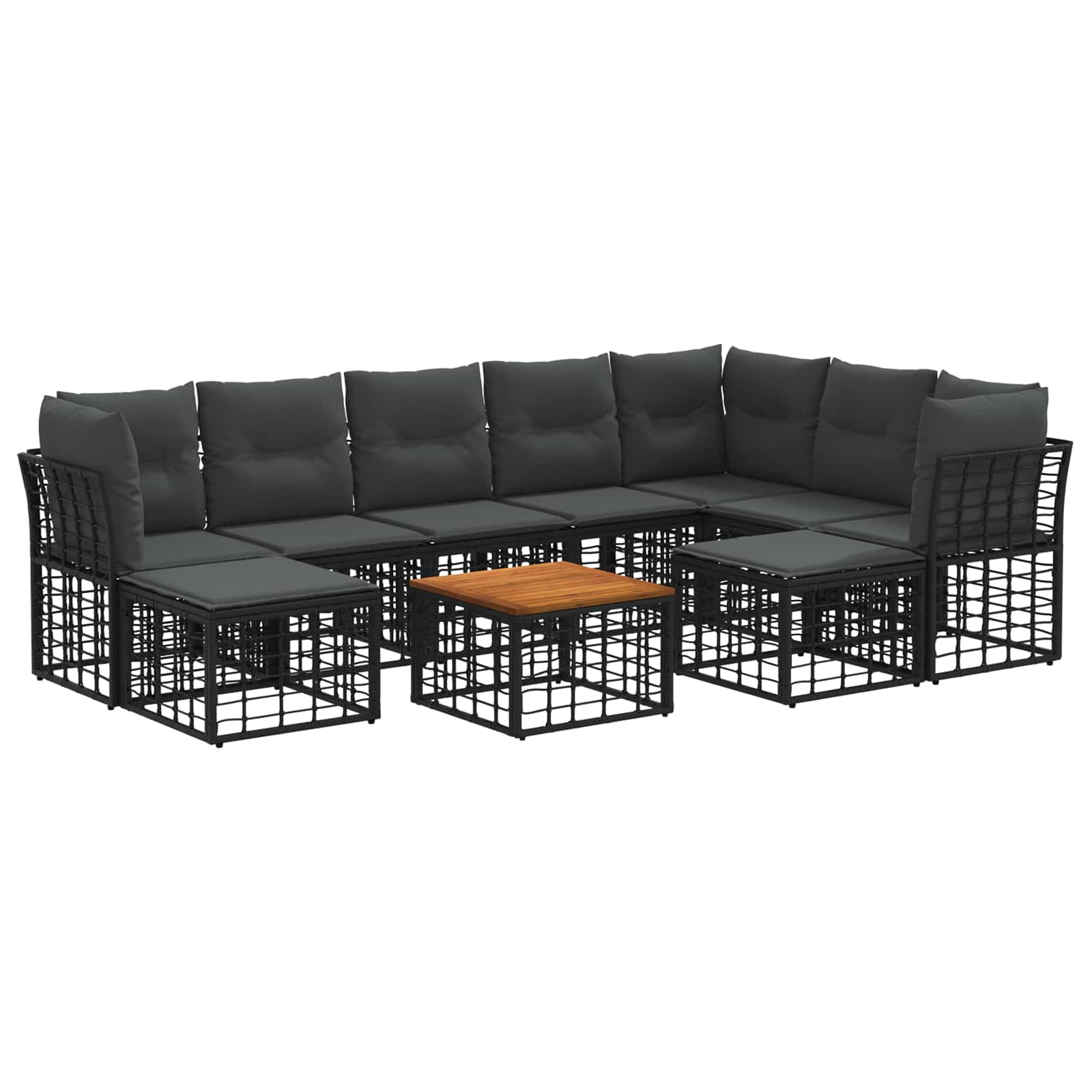 Ensemble de canapés d'extérieur 10 pcs Noir et Gris foncé - XIOS