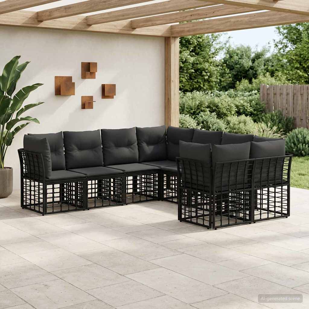Ensemble de canapés d'extérieur 8 pcs Noir et Gris foncé - XIOS