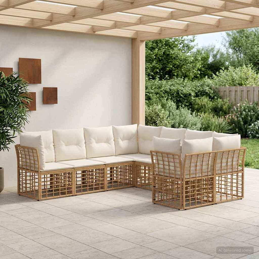 Ensemble de canapés d'extérieur 8 pcs Blanc Naturel et Crème - XIOS