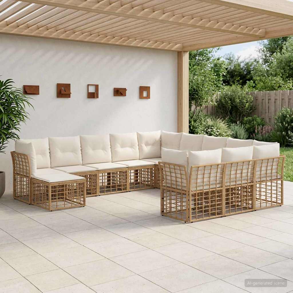 Ensemble de canapés d'extérieur 12 pcs Blanc Naturel et Crème - XIOS