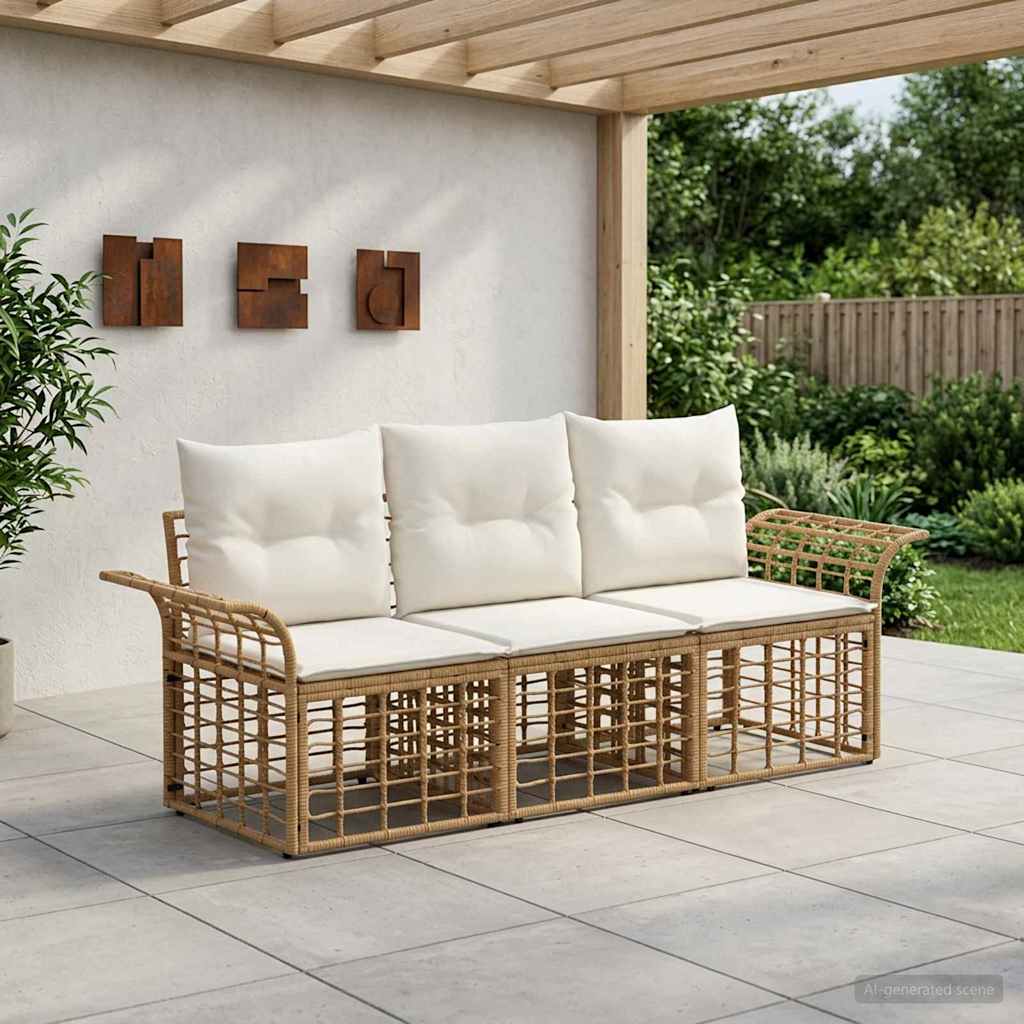 Ensemble de canapés d'extérieur 3 pcs Blanc Naturel et Crème - XIOS