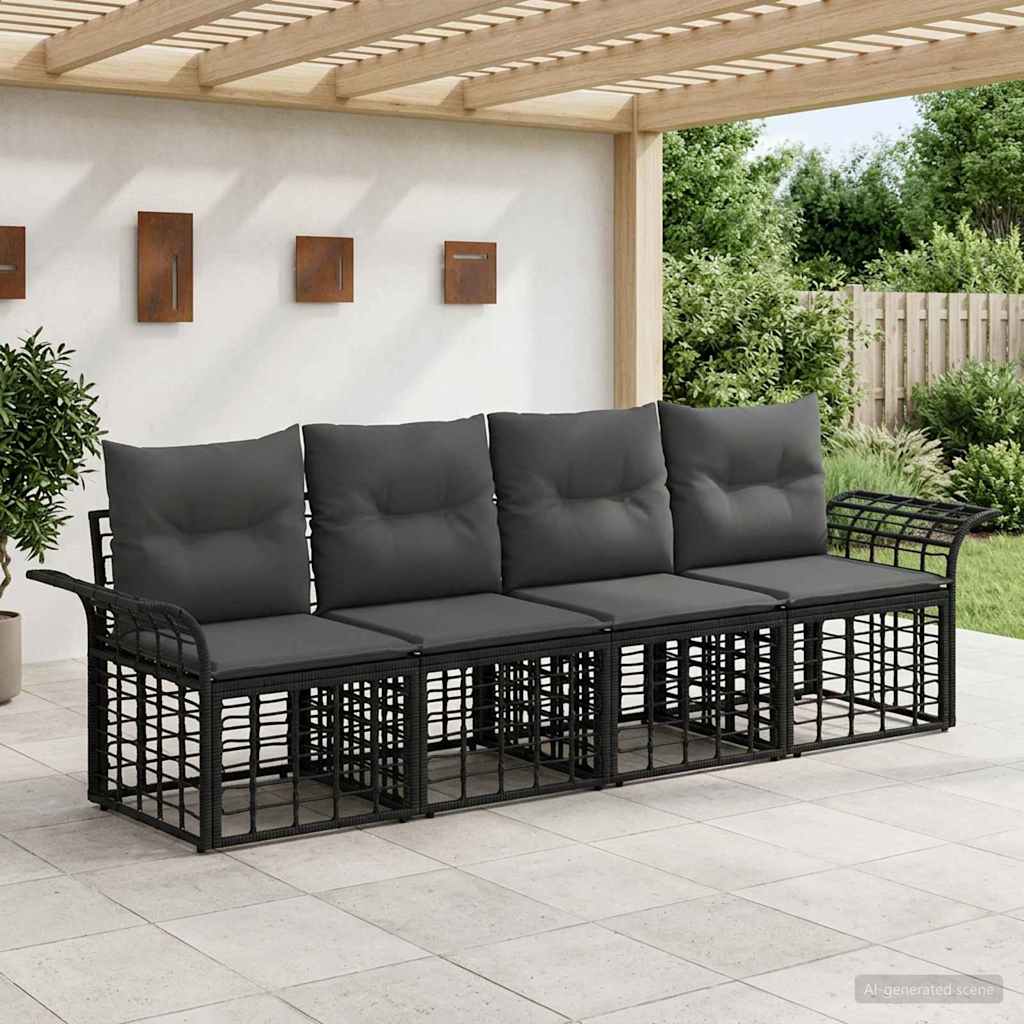 Ensemble de canapés d'extérieur 4 pcs Noir et Gris foncé - XIOS