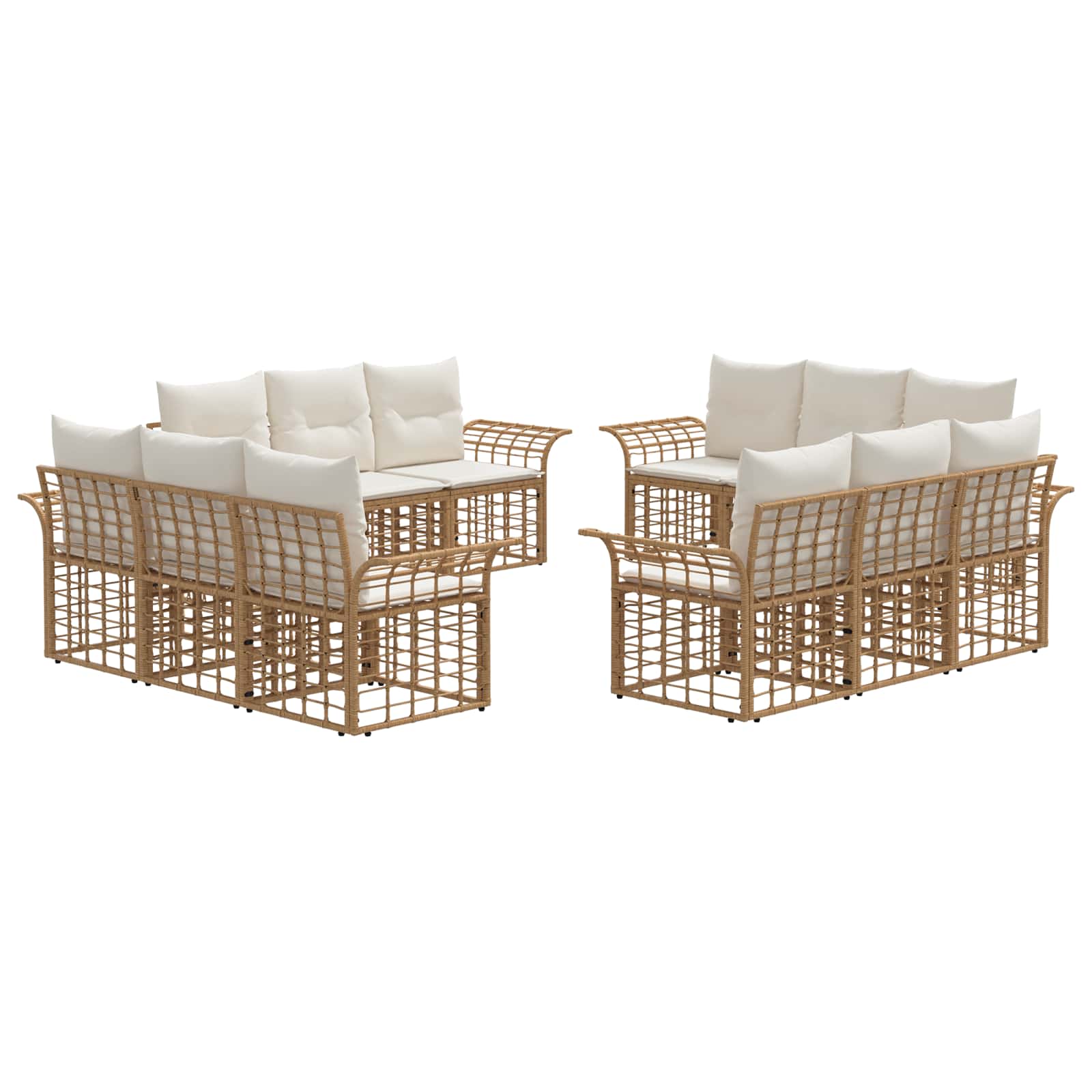 Ensemble de canapés d'extérieur 12 pcs Blanc Naturel et Crème