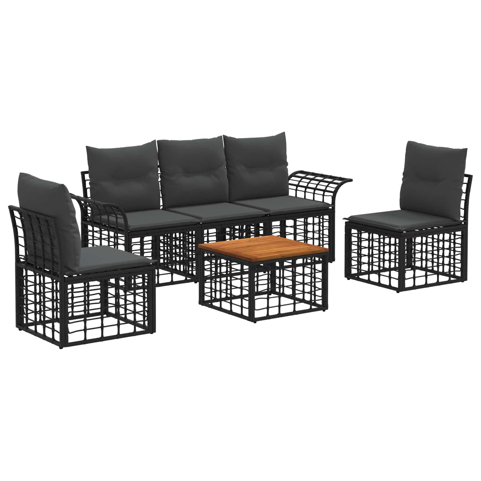 Ensemble de canapés d'extérieur 6 pcs Noir et Gris foncé - XIOS