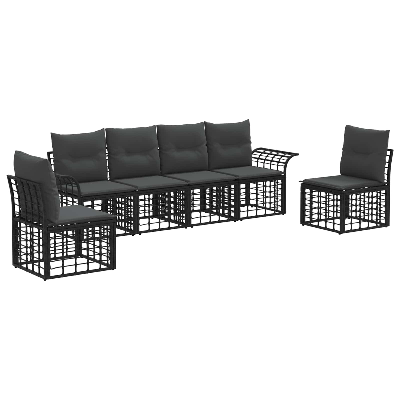 Ensemble de canapés d'extérieur 6 pcs Noir et Gris foncé - XIOS