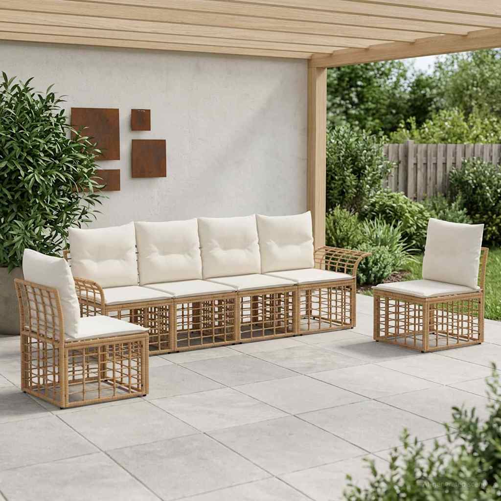 Ensemble de canapés d'extérieur 6 pcs Blanc Naturel et Crème - XIOS