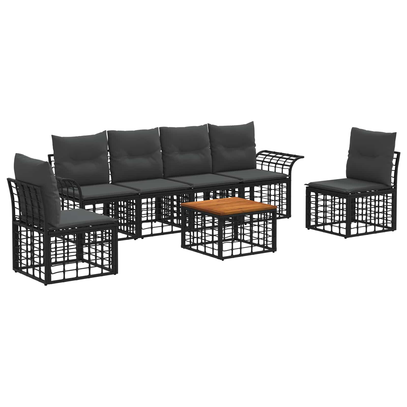 Ensemble de canapés d'extérieur 7 pcs Noir et Gris foncé - XIOS