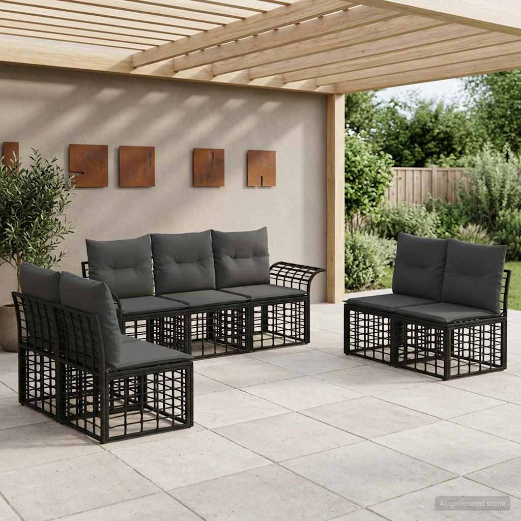 Ensemble de canapés d'extérieur 7 pcs Noir et Gris foncé - XIOS