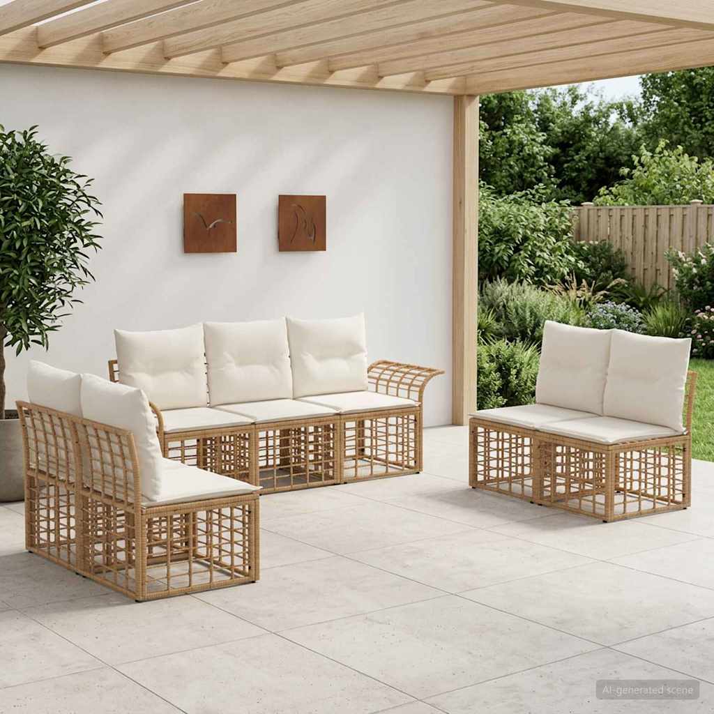 Ensemble de canapés d'extérieur 7 pcs Blanc Naturel et Crème - XIOS