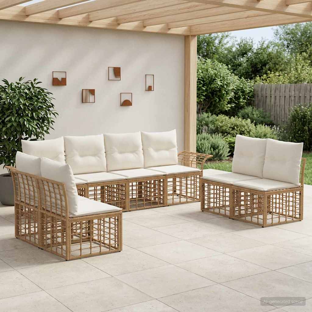 Ensemble de canapés d'extérieur 8 pcs Blanc Naturel et Crème - XIOS