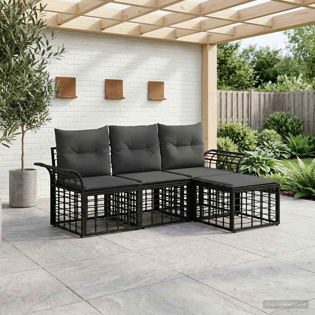 Ensemble de canapés d'extérieur 4 pcs Noir et Gris foncé - XIOS