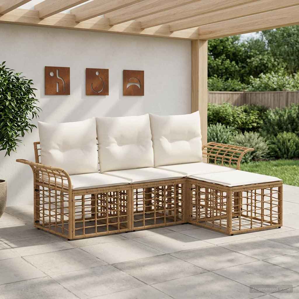 Ensemble de canapés d'extérieur 4 pcs Blanc Naturel et Crème - XIOS