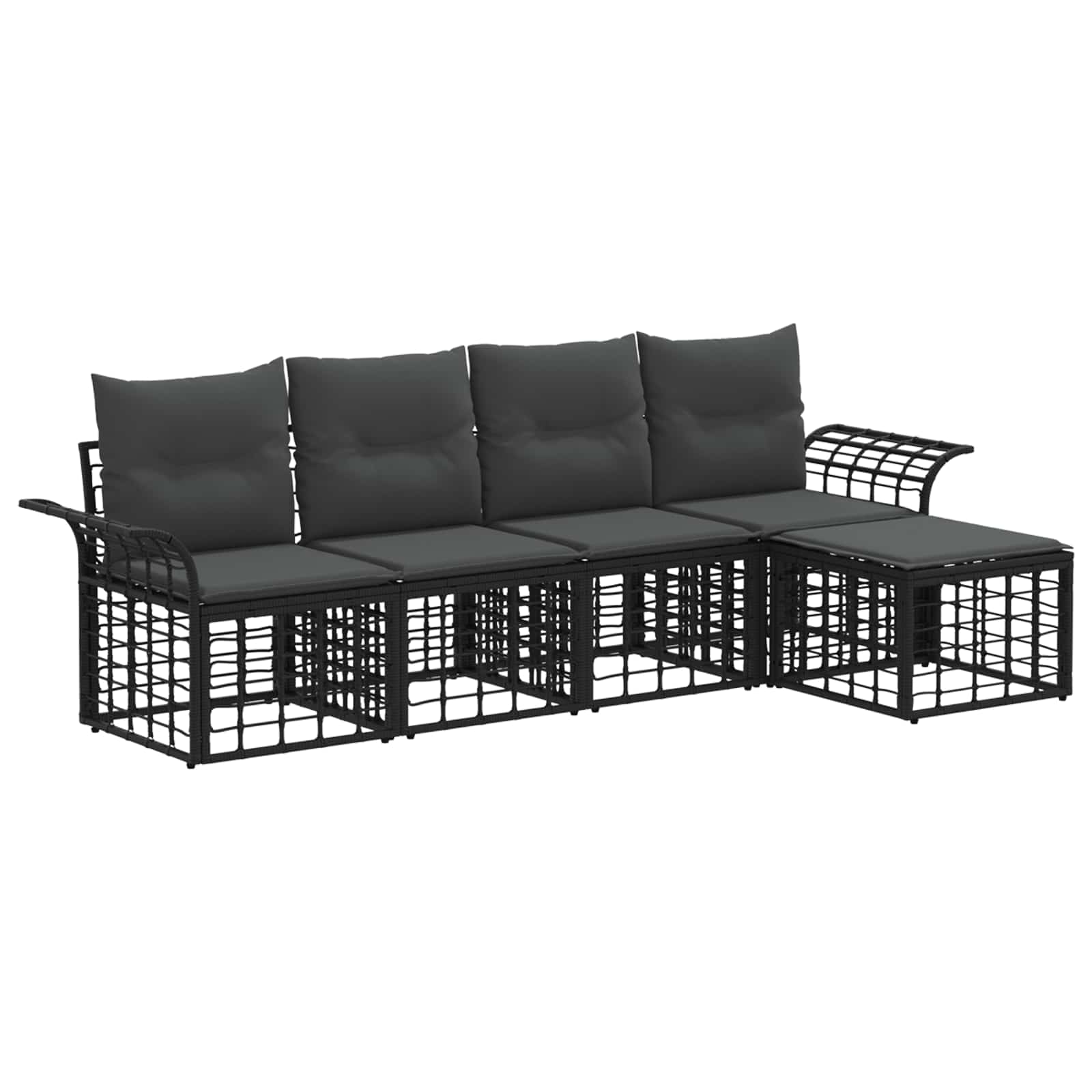 Ensemble de canapés d'extérieur 5 pcs Noir et Gris foncé - XIOS