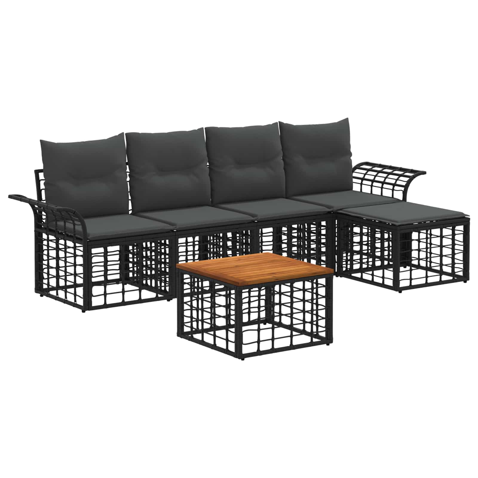 Ensemble de canapés d'extérieur 6 pcs Noir et Gris foncé - XIOS