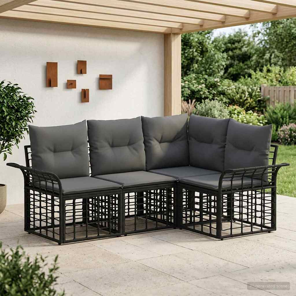 Ensemble de canapés d'extérieur 4 pcs Noir et Gris foncé - XIOS