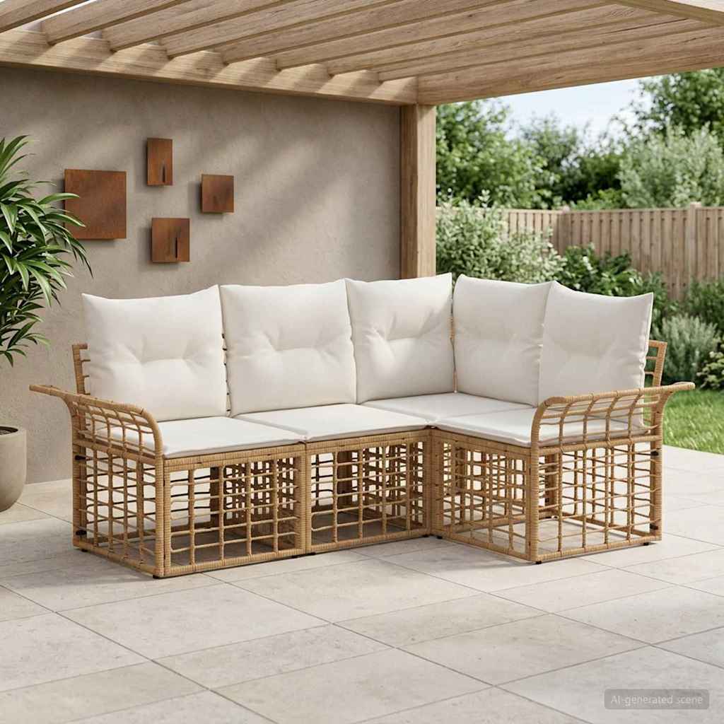 Ensemble de canapés d'extérieur 4 pcs Blanc Naturel et Crème - XIOS