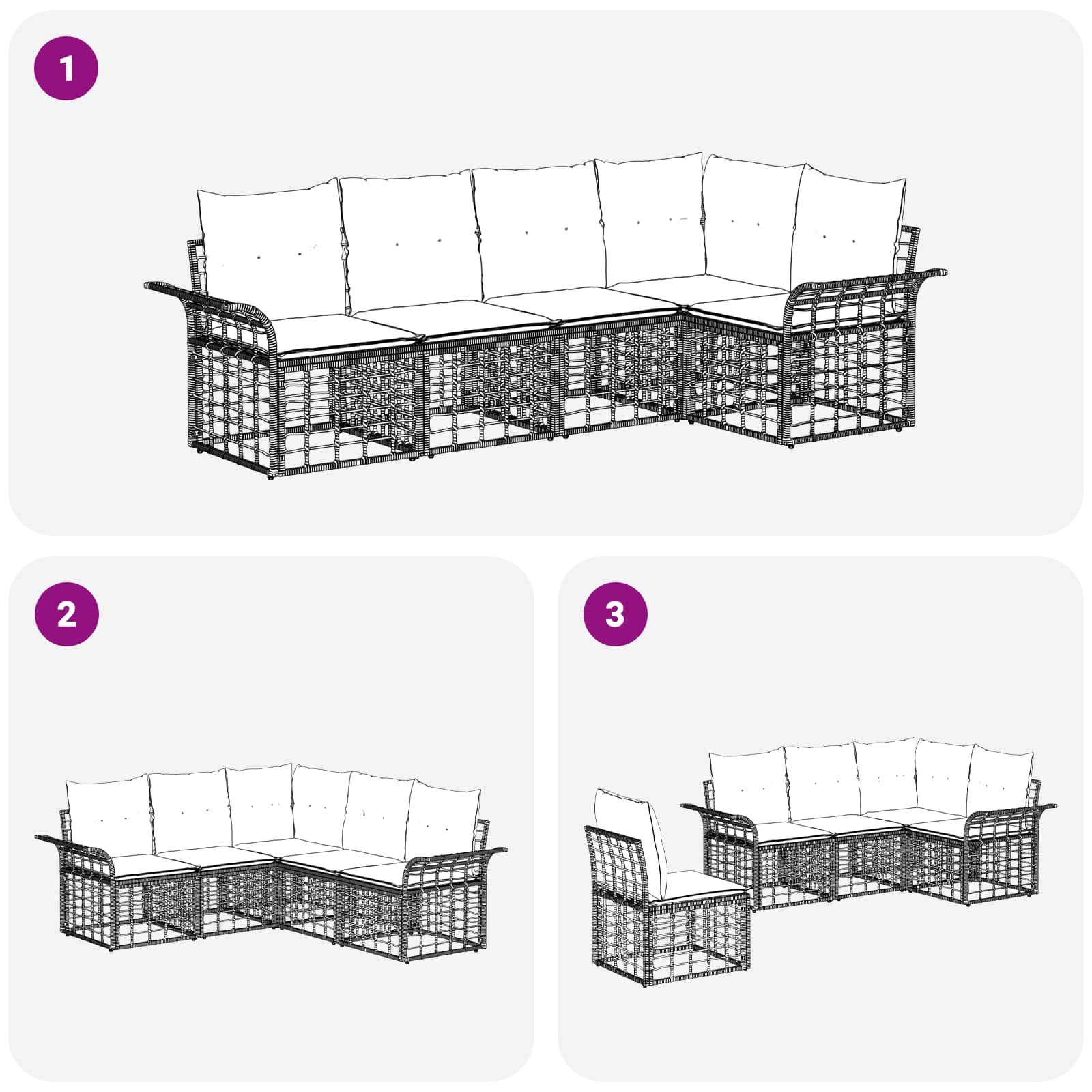 Ensemble de canapés d'extérieur 5 pcs Noir et Gris foncé - XIOS