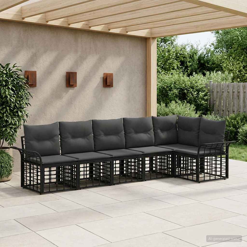 Ensemble de canapés d'extérieur 6 pcs Noir et Gris foncé - XIOS