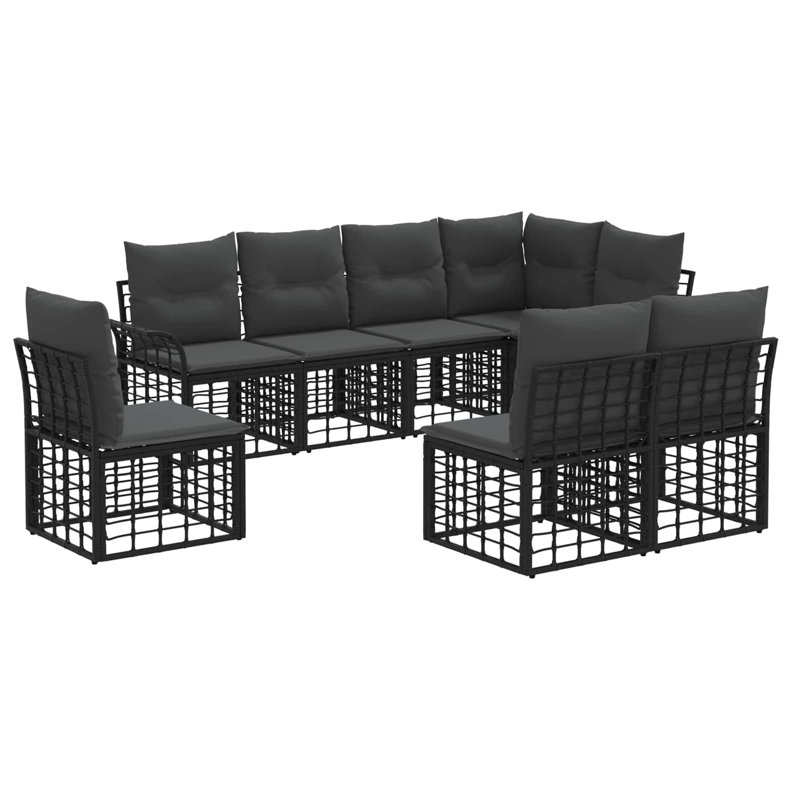 Ensemble de canapés d'extérieur 8 pcs Noir et Gris foncé - XIOS