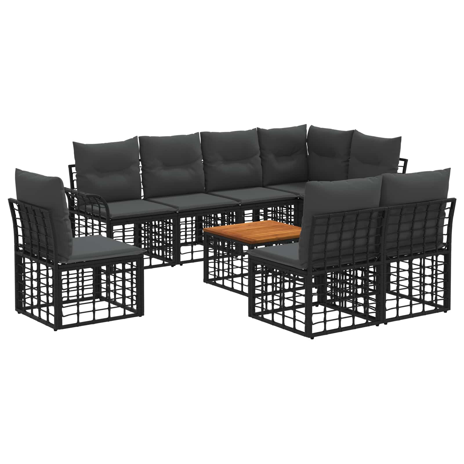 Ensemble de canapés d'extérieur 9 pcs Noir et Gris foncé - XIOS