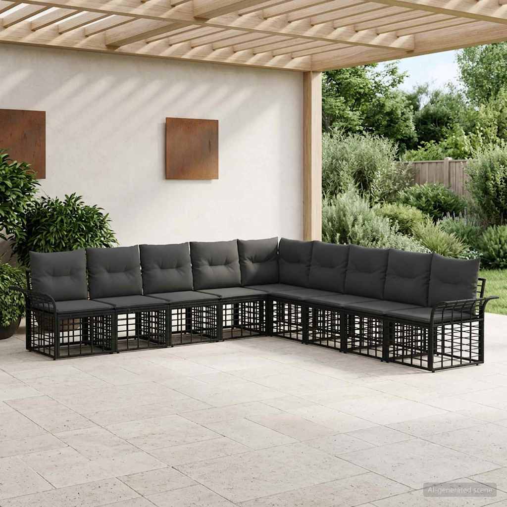 Ensemble de canapés d'extérieur 9 pcs Noir et Gris foncé - XIOS