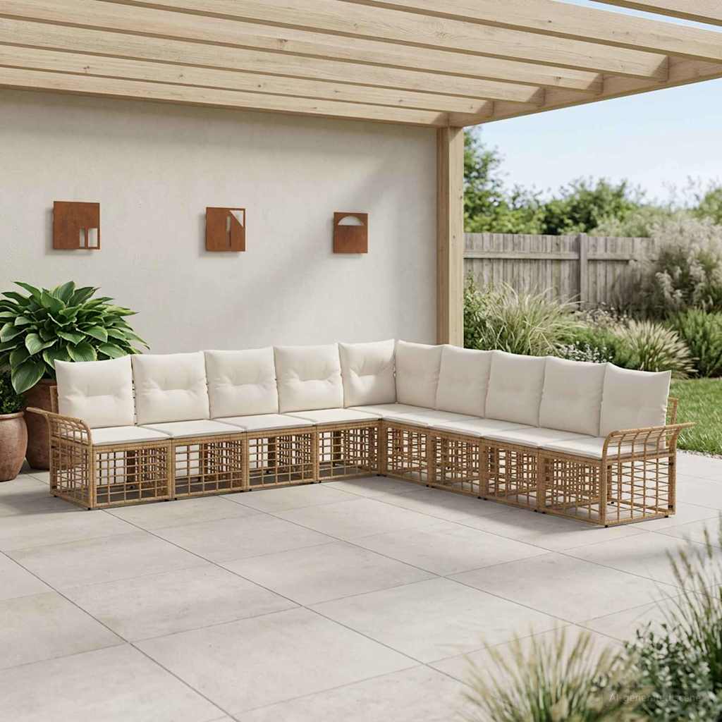 Ensemble de canapés d'extérieur 9 pcs Blanc Naturel et Crème - XIOS