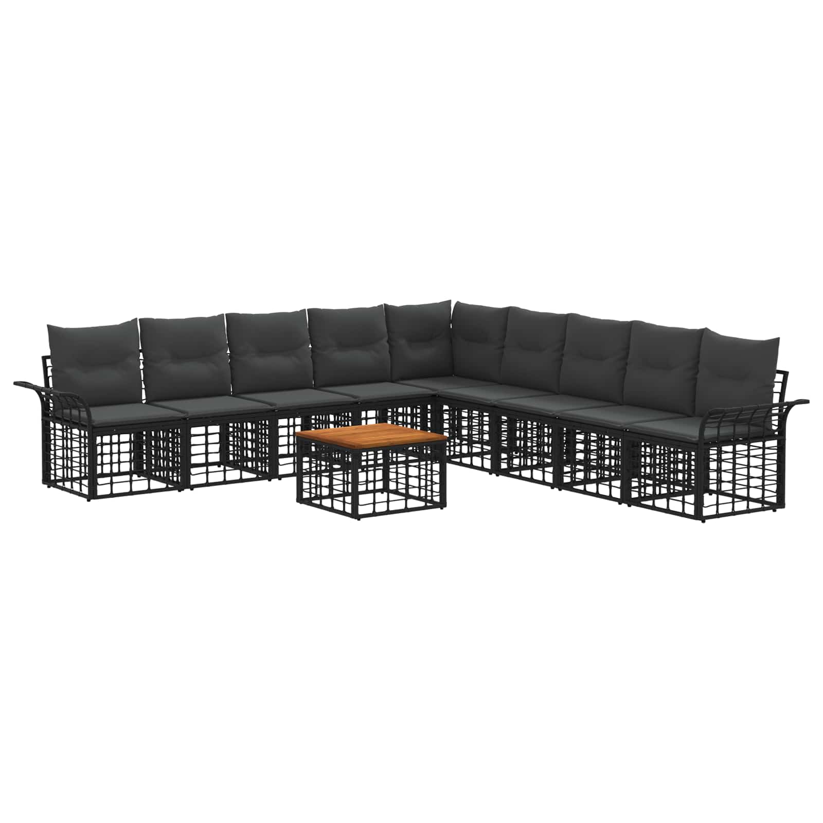 Ensemble de canapés d'extérieur 10 pcs Noir et Gris foncé - XIOS
