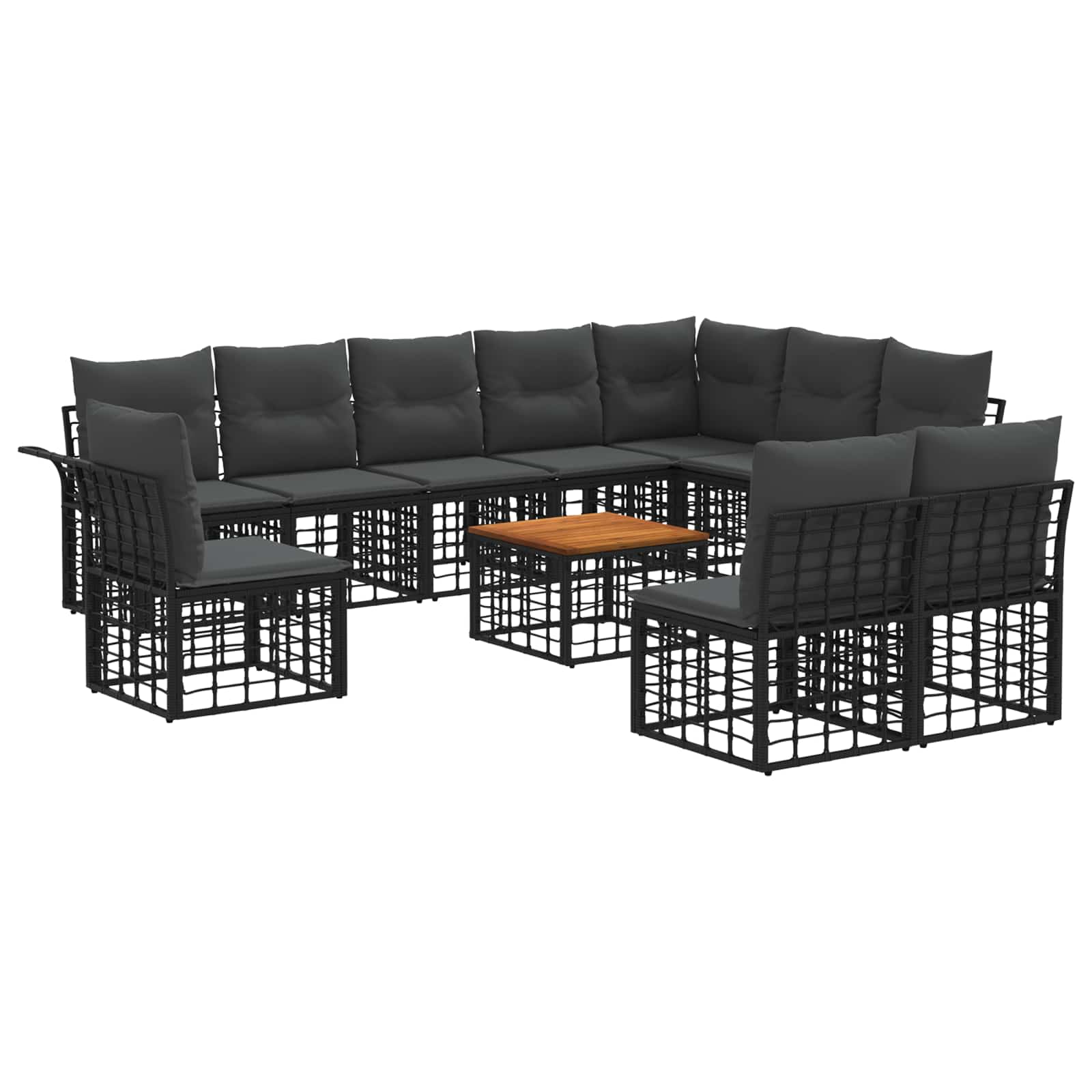 Ensemble de canapés d'extérieur 11 pcs Noir et Gris foncé - XIOS