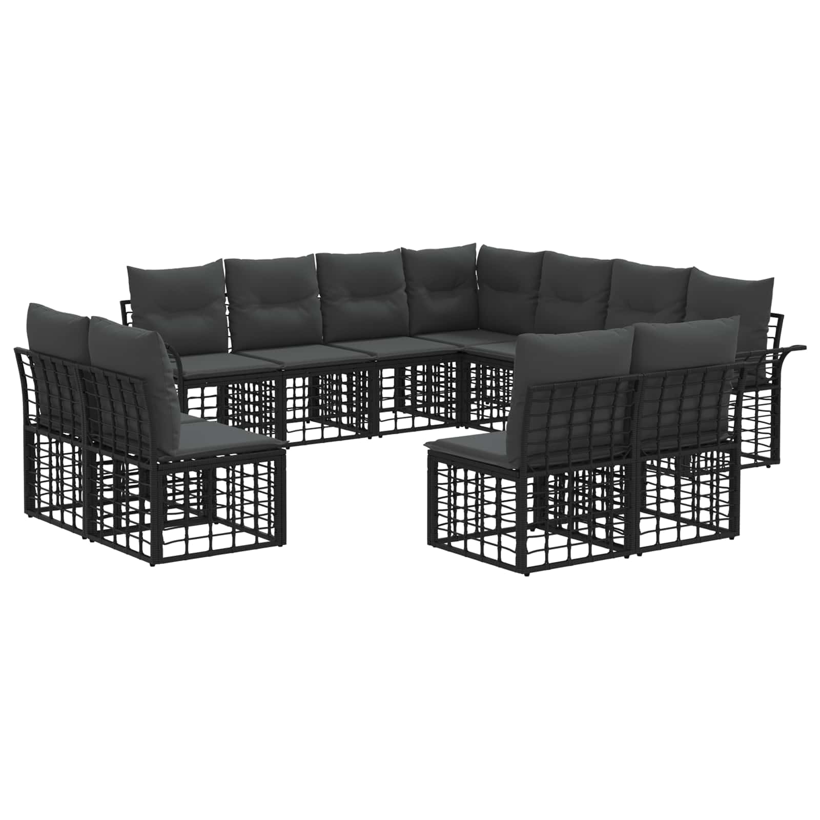 Ensemble de canapés d'extérieur 11 pcs Noir et Gris foncé - XIOS