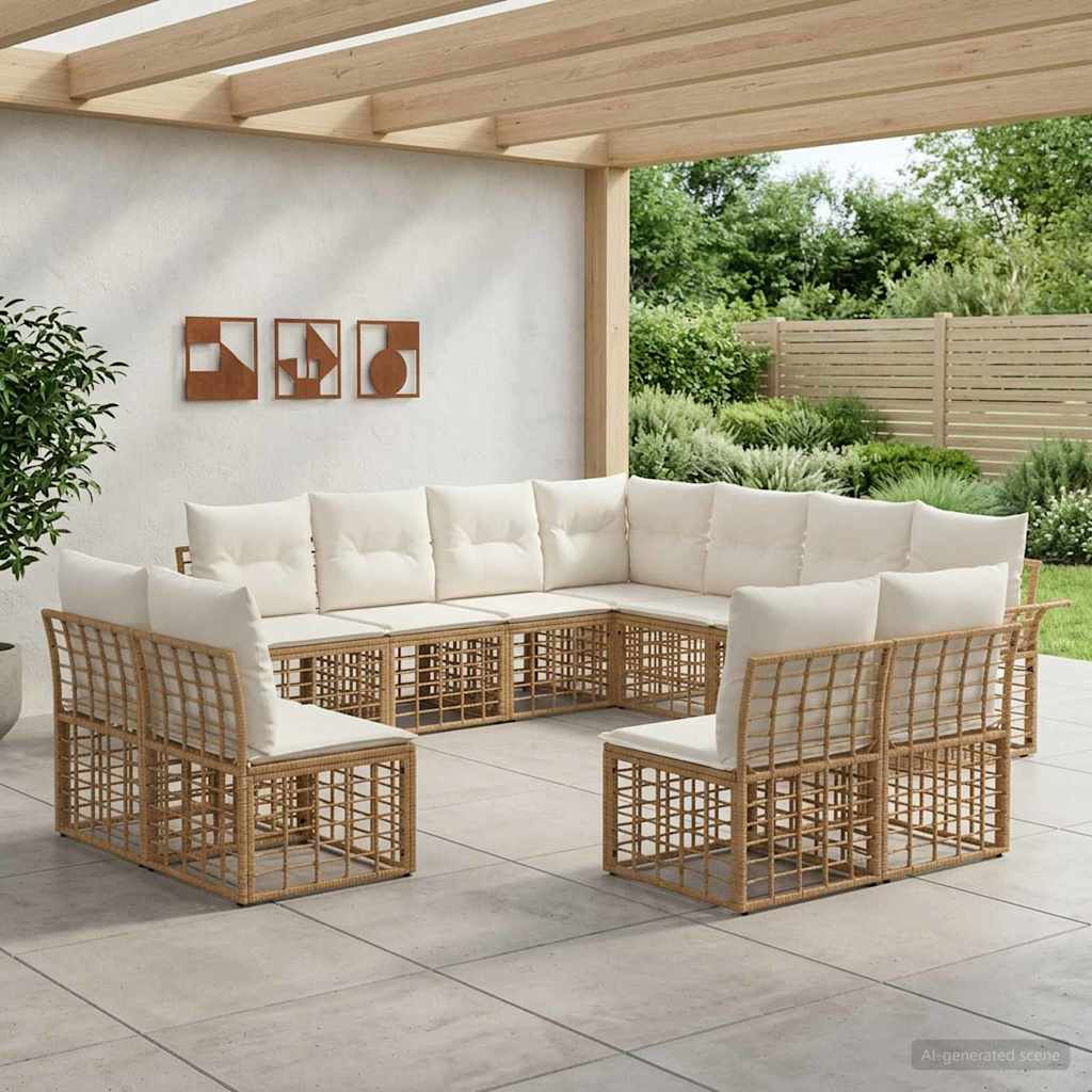 Ensemble de canapés d'extérieur 11 pcs Blanc Naturel et Crème - XIOS
