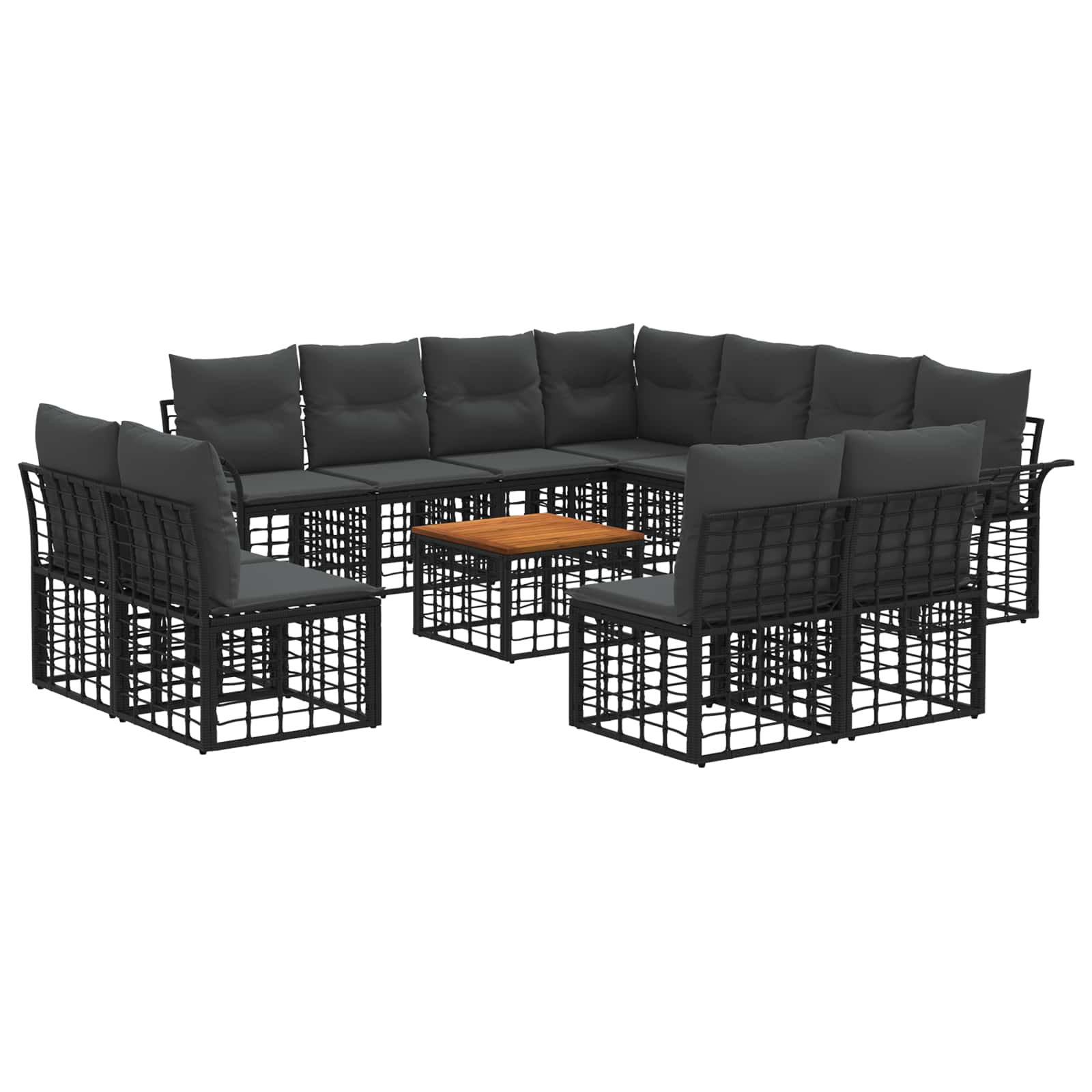 Ensemble de canapés d'extérieur 12 pcs Noir et Gris foncé - XIOS