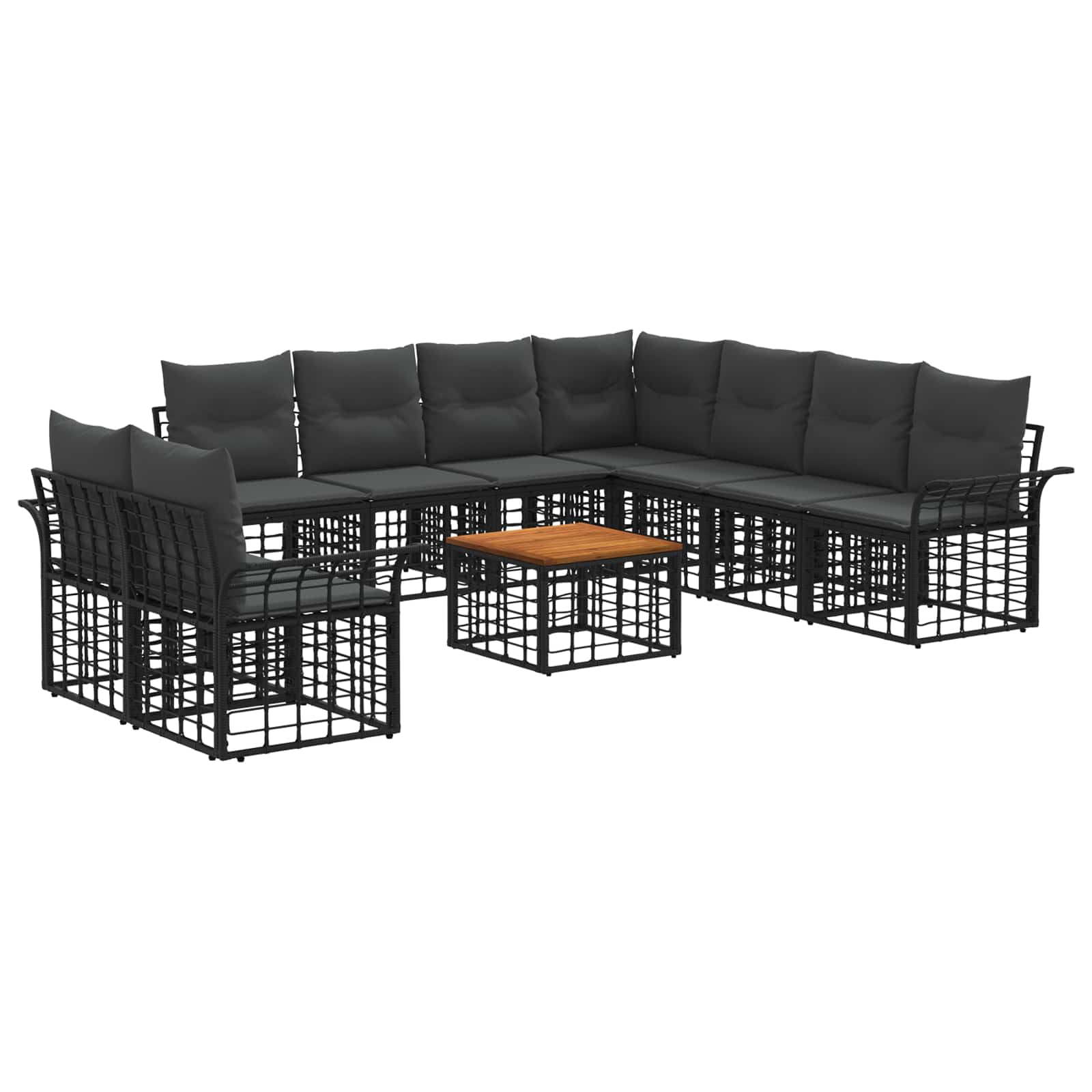 Ensemble de canapés d'extérieur 10 pcs Noir et Gris foncé - XIOS