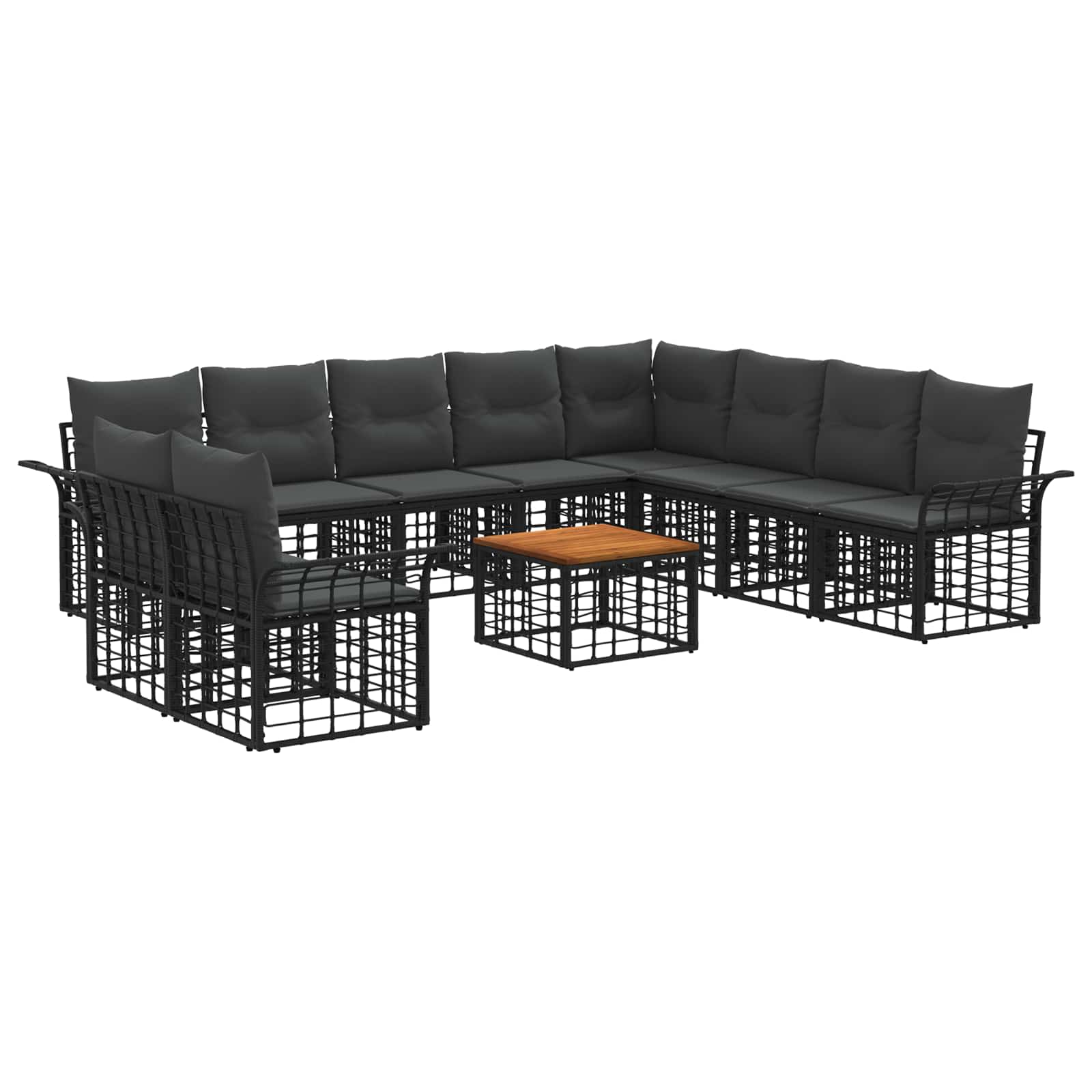 Ensemble de canapés d'extérieur 11 pcs Noir et Gris foncé - XIOS