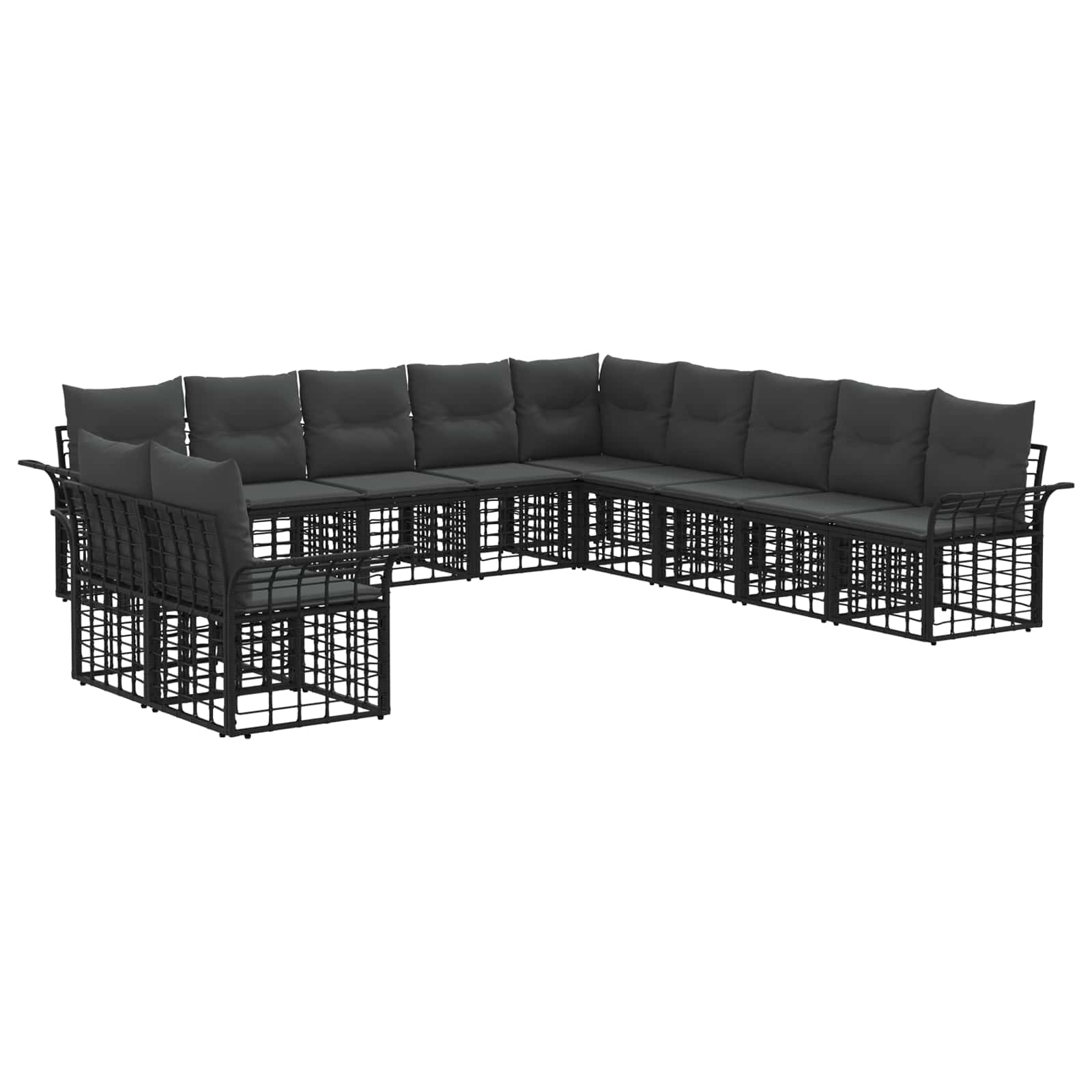 Ensemble de canapés d'extérieur 11 pcs Noir et Gris foncé - XIOS