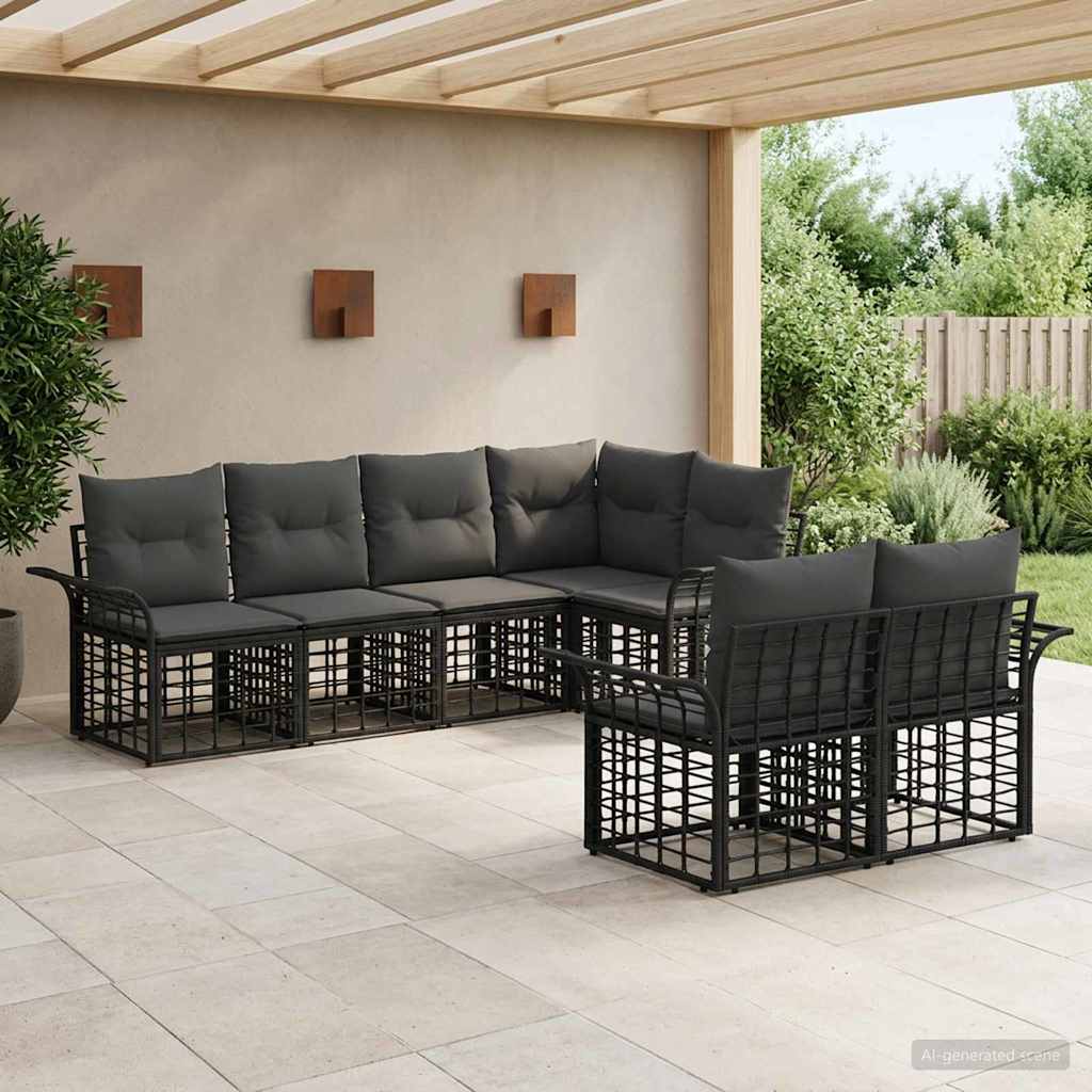 Ensemble de canapés d'extérieur 7 pcs Noir et Gris foncé - XIOS