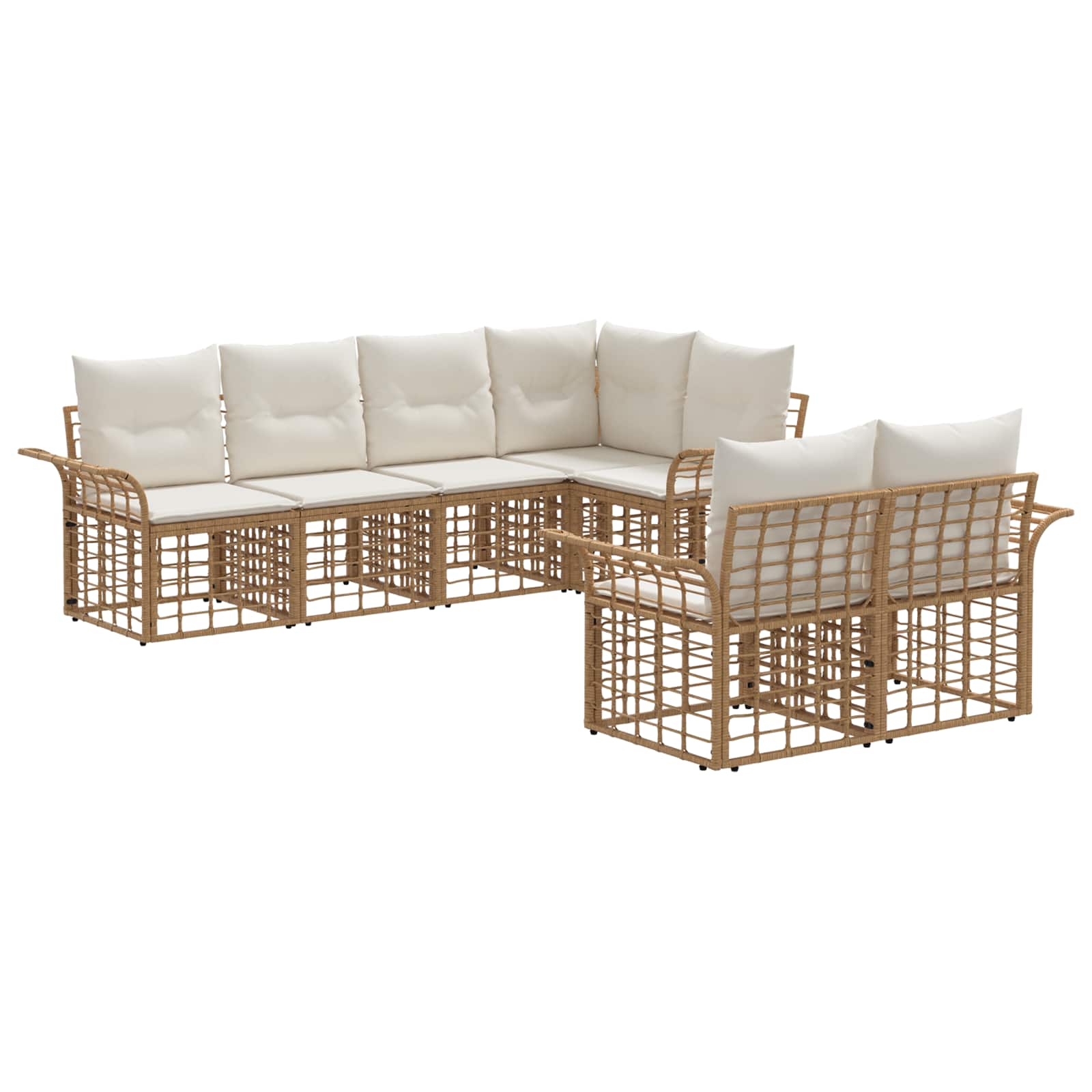 Ensemble de canapés d'extérieur 7 pcs Blanc Naturel et Crème - XIOS