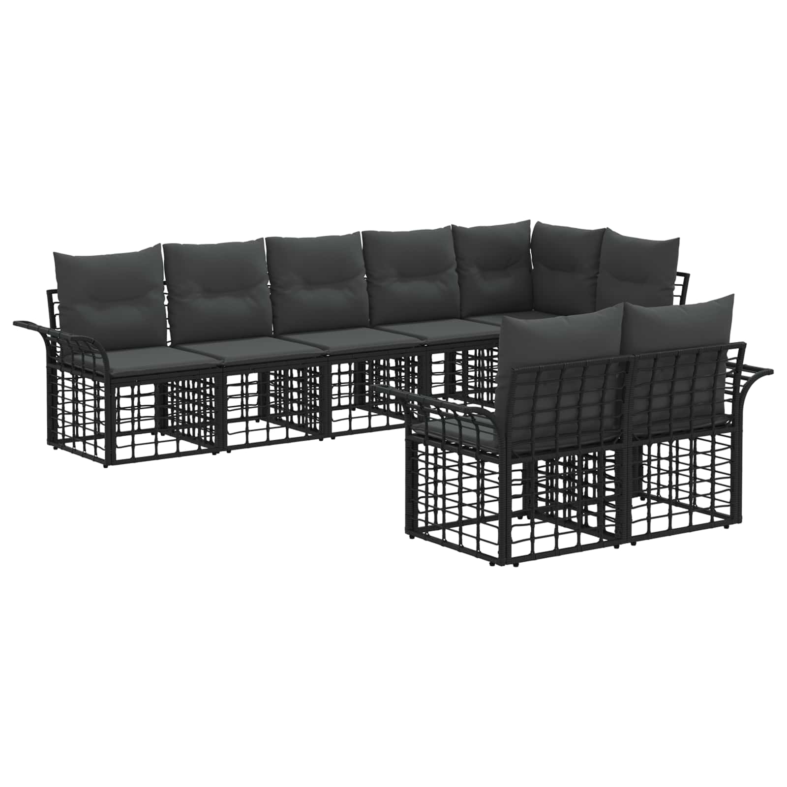 Ensemble de canapés d'extérieur 8 pcs Noir et Gris foncé - XIOS