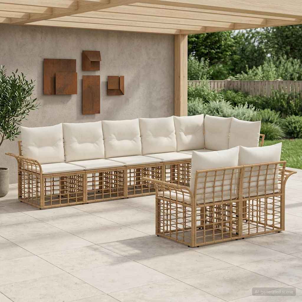 Ensemble de canapés d'extérieur 8 pcs Blanc Naturel et Crème - XIOS