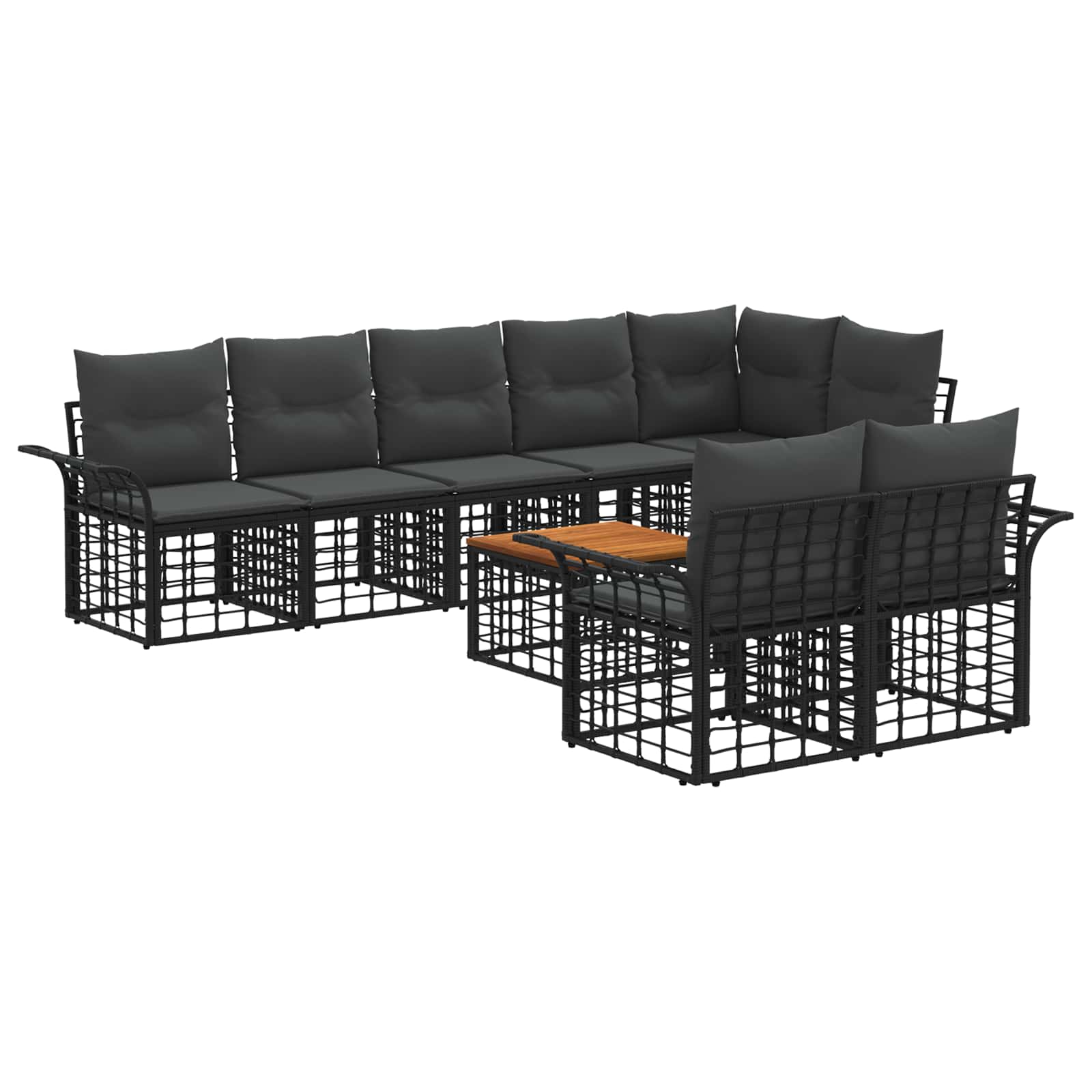 Ensemble de canapés d'extérieur 9 pcs Noir et Gris foncé - XIOS