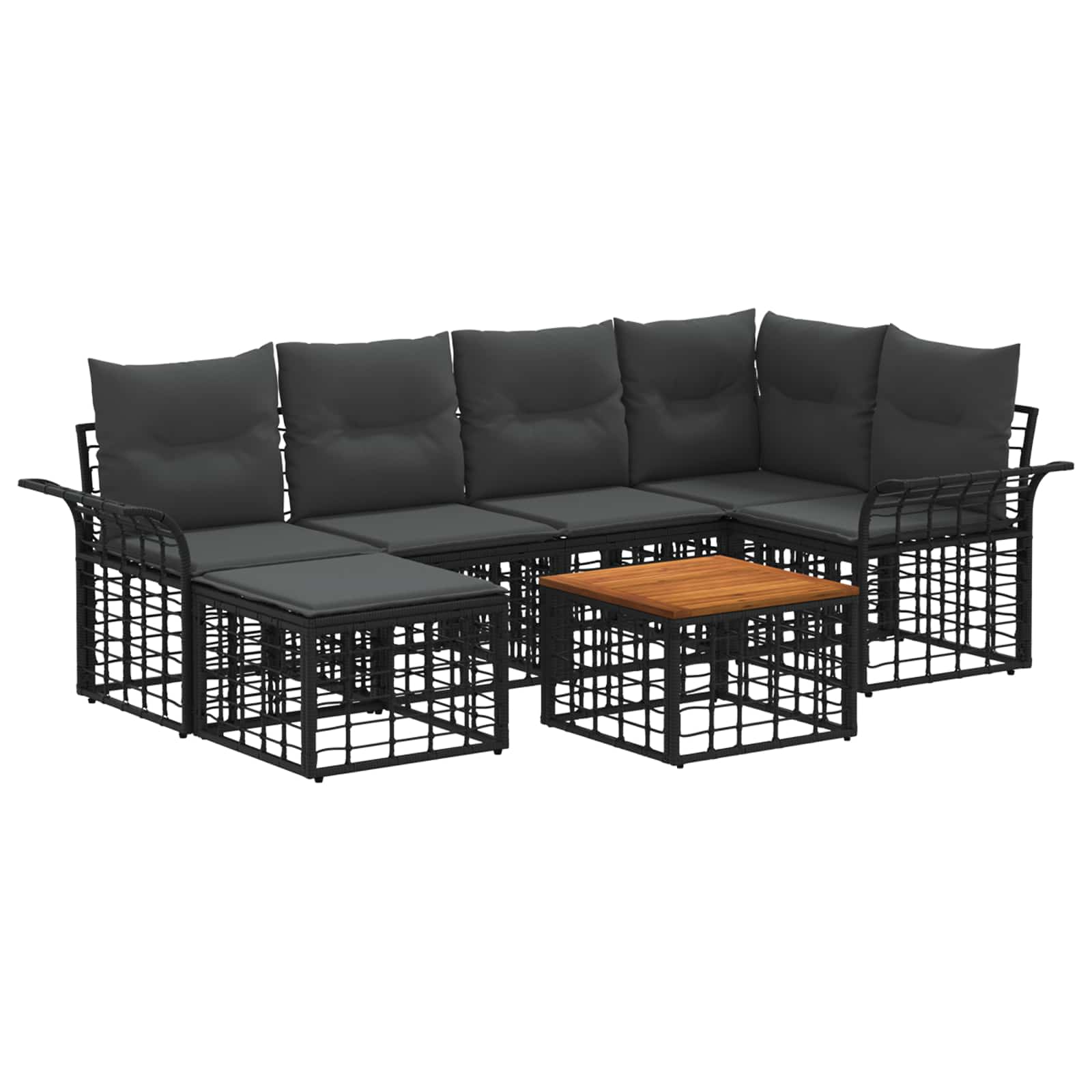 Ensemble de canapés d'extérieur 7 pcs Noir et Gris foncé - XIOS